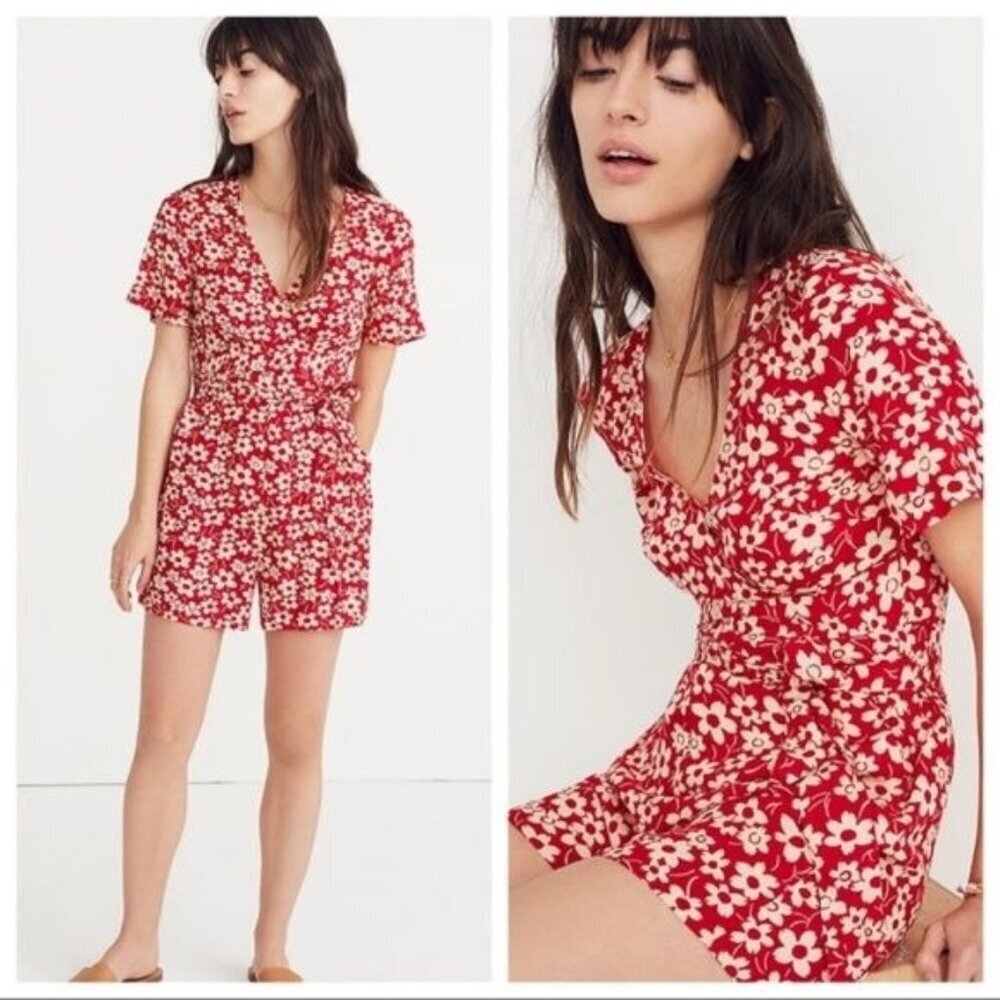 MADEWELL Mini Daisy WRAP Front Romper Jumper Playsuit Jumpsuit Retro Shorts 0